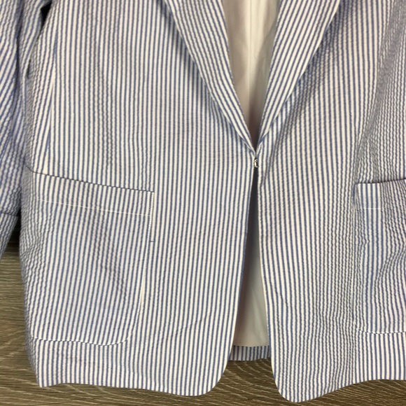 Tahari ASL Seersucker Jacket in blue & white NWT - Picture 5 of 16